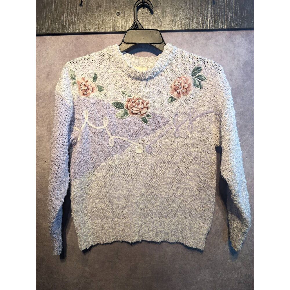 Needles & Yarn, vintage 90's, y2k embroidered sweater medium